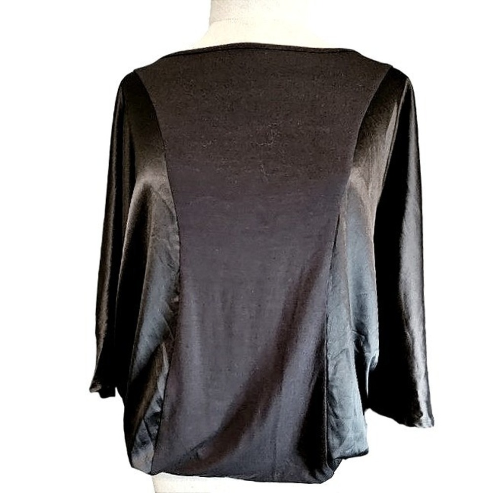 Vtg Guess by Marciano dolman sleeve top size Medium Black satin panels New